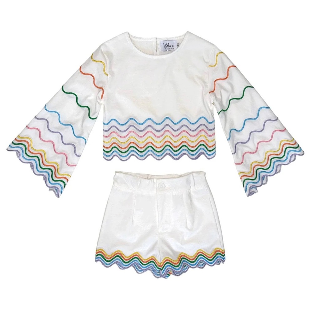 NWT Lola & The Boys Rainbow Wave Short Set
